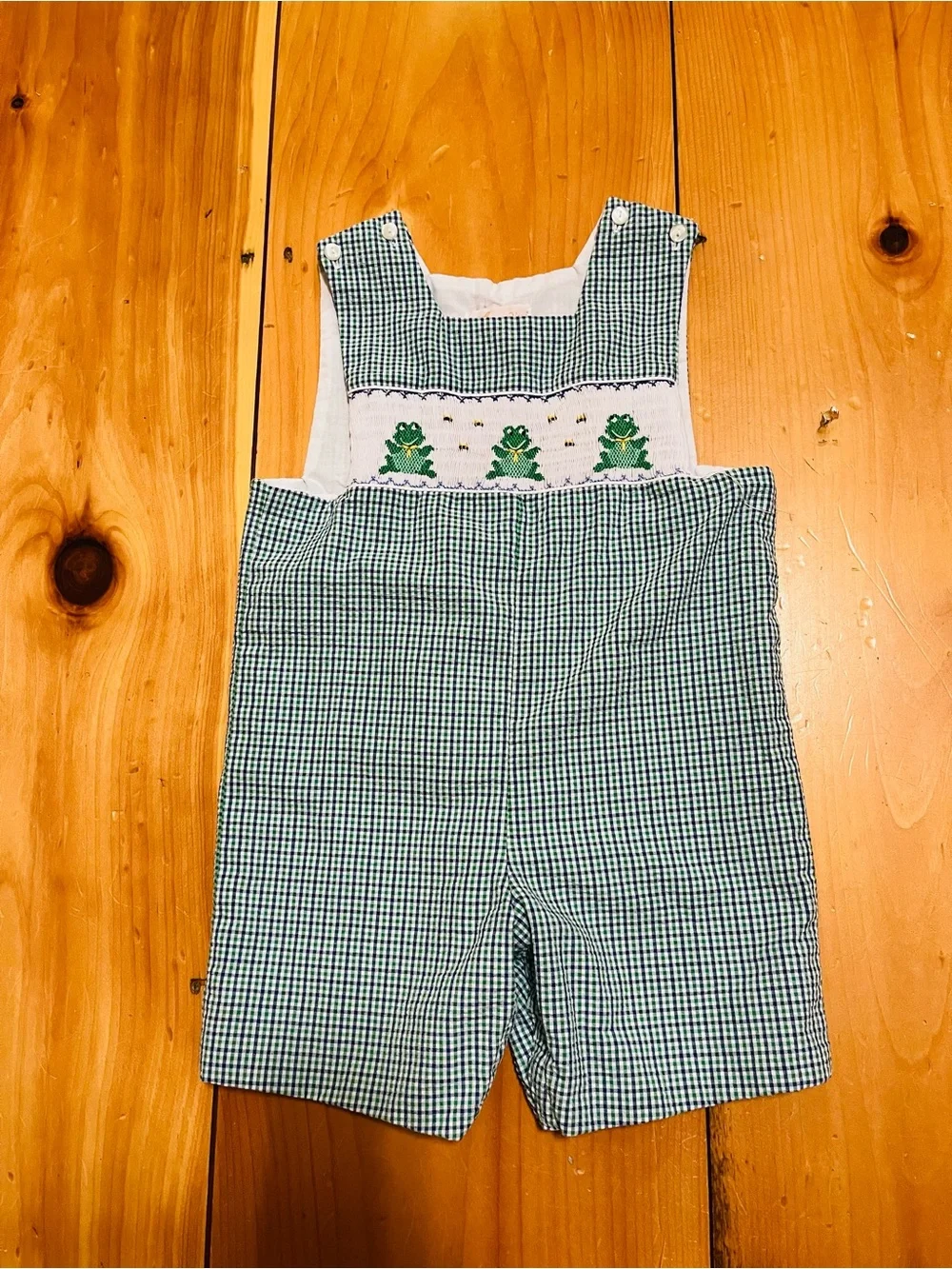 Anavini Seersucker Smocked Frogs Outfit